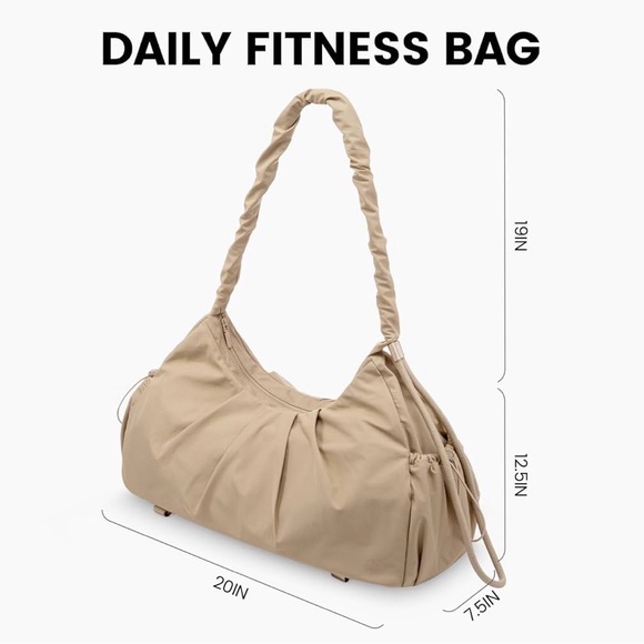 Neutral Tan Ruched Shoulder Bag - Picture 8 of 8